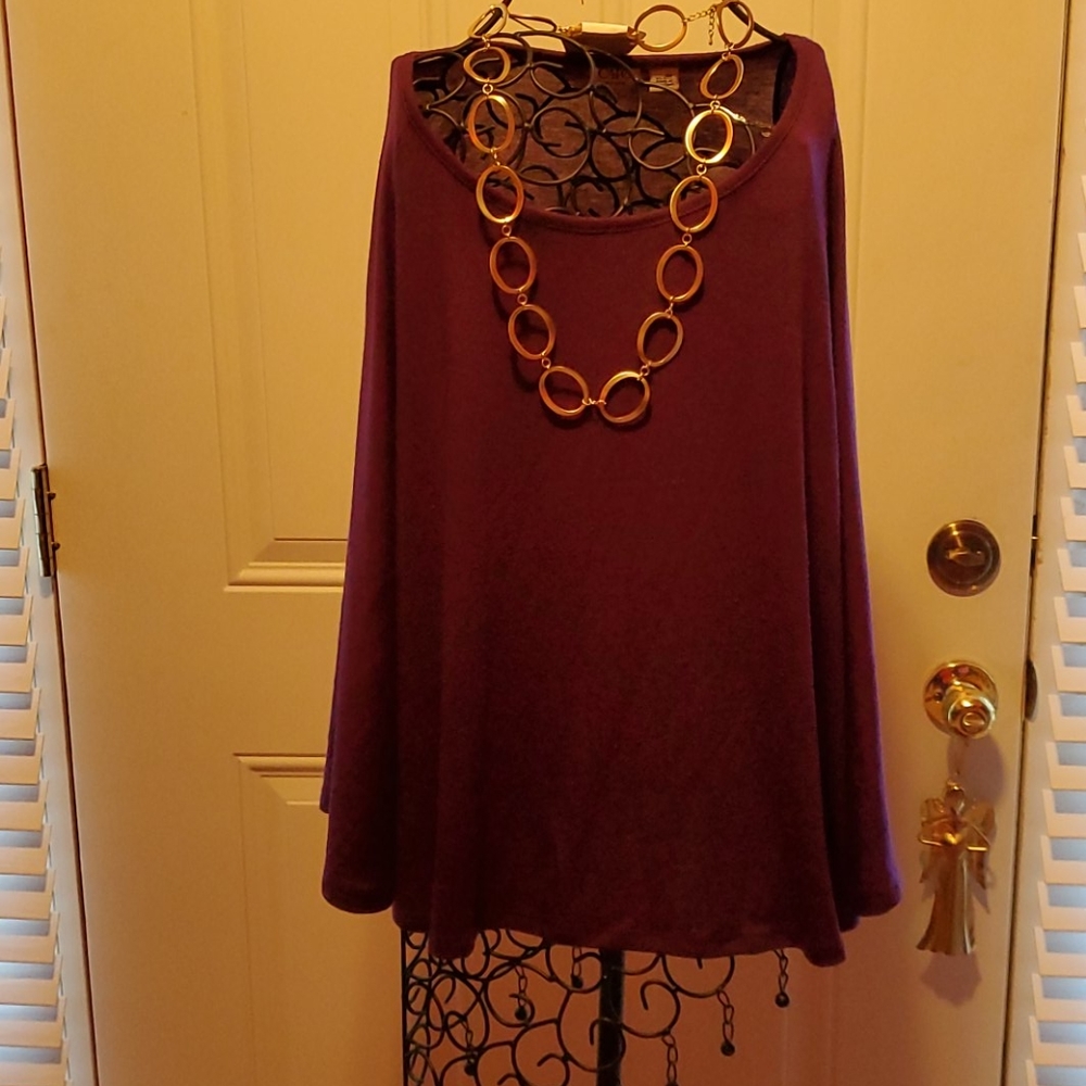 CATO Purple Cape-Style Blouse